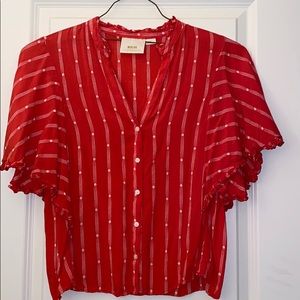 ANTHROPOLOGIE blouse with ruffle sleeves